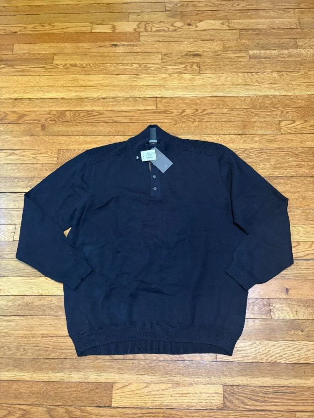 Tasso Elba Men's 1/4 Snap Button Pullover Sweater Size XL Blue 100% Cotton NWT